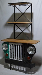 Upcycled Jeep Front Bar Unit with Wine Rack & Shelves – Indian Industrial Furniture