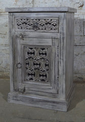 Handcrafted Carved Bedside Cabinet by Ramdev Art – Authentic Indian Wooden Furniture