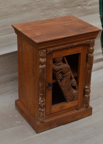 Rustic Wooden Cabinet by Ramdev Art – Traditional Indian Side Unit with Hand-Carved Detailing