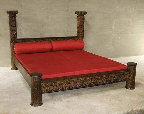 Royal Handcrafted Wooden Bed by Ramdev Art – Traditional Indian Carved Furniture