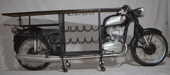 Vintage Motorcycle Bar Counter with Wine Rack – Handmade Upcycled Indian Furniture