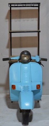 Blue Scooter Bar Cabinet with Shelves – Retro Upcycled Indian Industrial Furniture