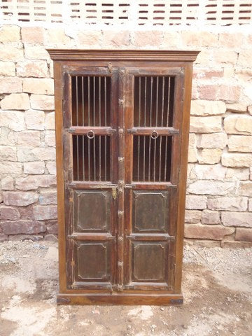 Rustic Wooden Wine Cabinet with Doors – Handcrafted by Ramdev Art | Indian Furniture Collection