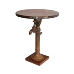HAND PUMP ROUND TABLE RECLAIMED WOOD TOP