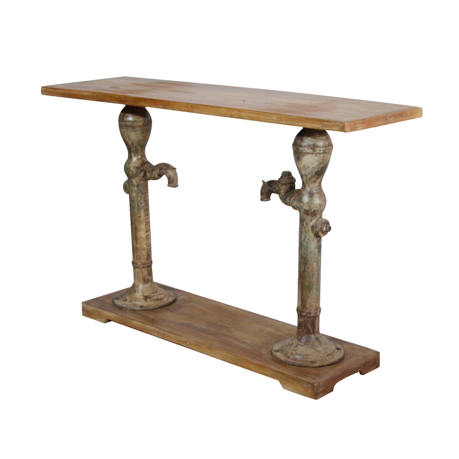 HAND PUMP CONSOLE TABLE RECLAIMED WOOD TOP